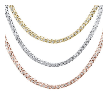 Micro Pave Franco Link Chain .925 Sterling Silver Chain 26"